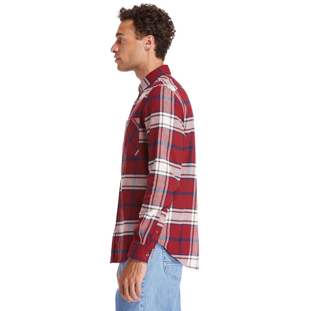 Timberland Mens Shirts Back River Heavy Flannel Check - Red/White - India WF8143207